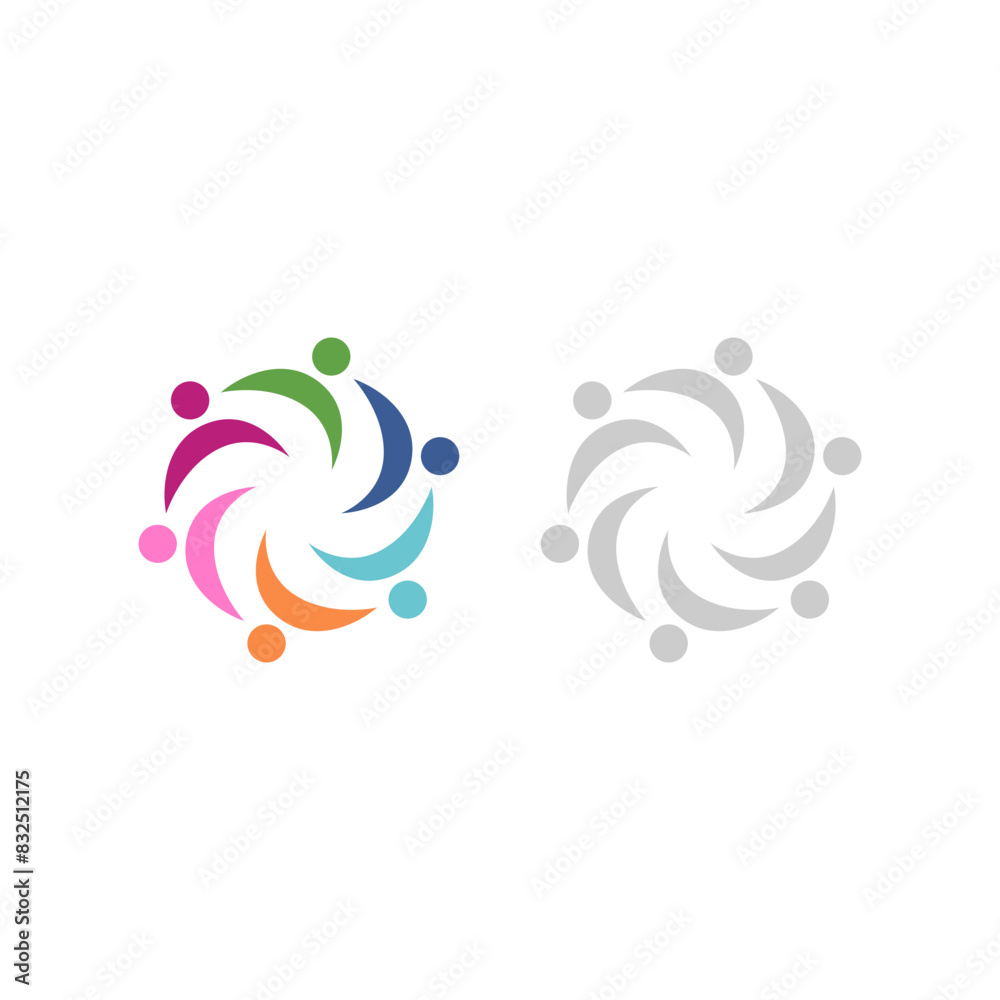 Obraz premium COLORFUL PEOPLE TOGETHER TEAMWORK CROWD UNION COMPANY EMPLOYERS TOGETHER SIGN SYMBOL LOGO