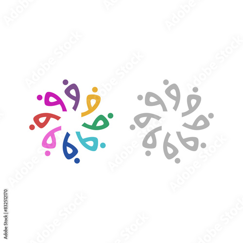 COLORFUL PEOPLE TOGETHER TEAMWORK CROWD UNION COMPANY EMPLOYERS TOGETHER SIGN SYMBOL LOGO