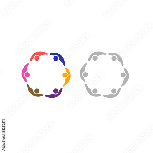 COLORFUL PEOPLE TOGETHER TEAMWORK CROWD UNION COMPANY EMPLOYERS TOGETHER SIGN SYMBOL LOGO