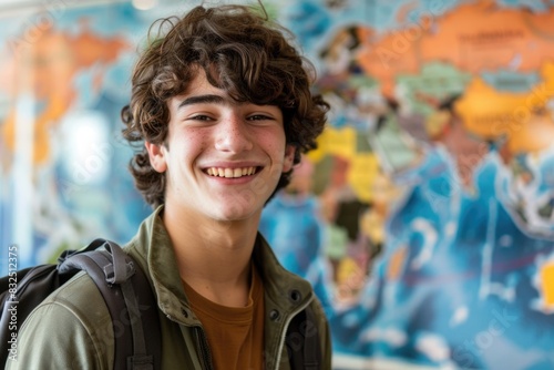 A young man with a backpack