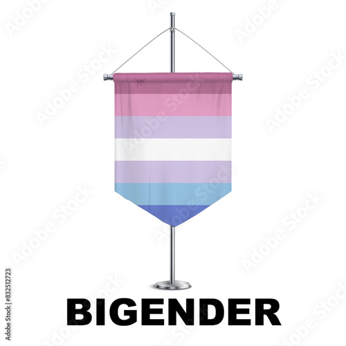 Bigender Pride Medieval Vertical Flag Vector - Symbol of Gender Diversity with its unique grayscale palette and vibrant green accent. Perfect for inclusivity campaigns and awareness events.