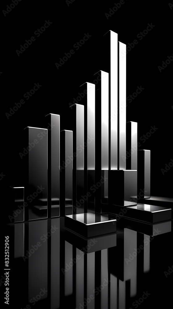3D rendering of a steel bar graph 3D rendering of a steel bar graph