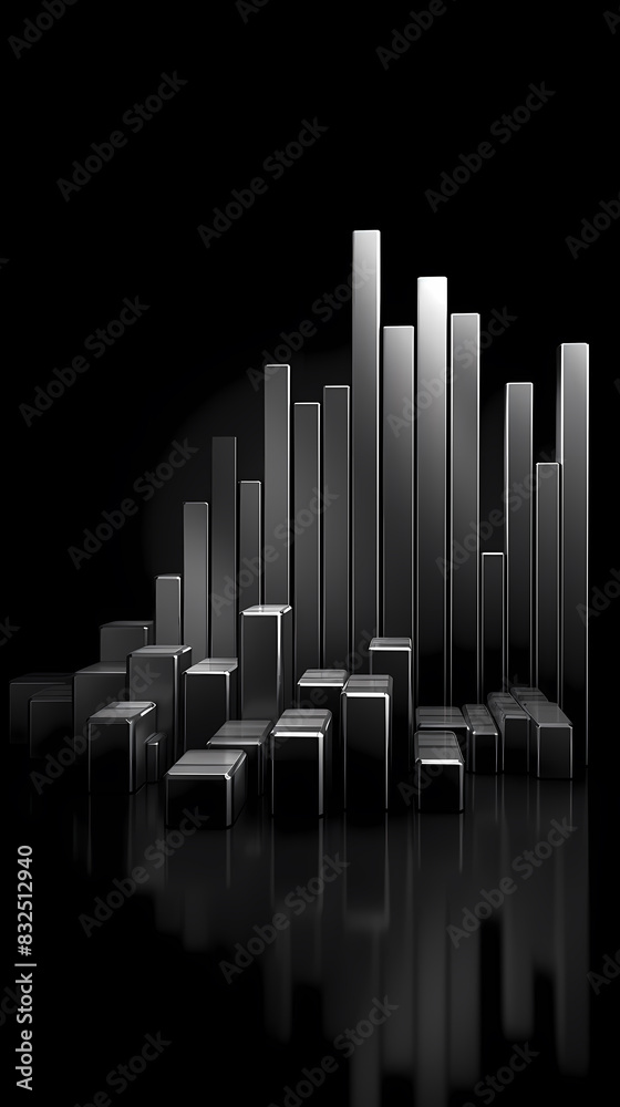 3D rendering of a steel bar graph 3D rendering of a steel bar graph