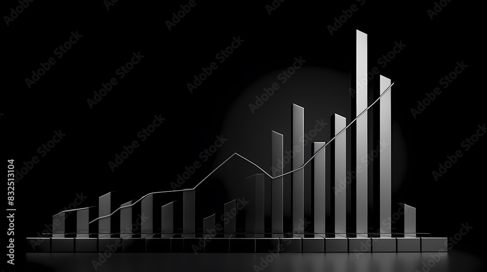 Fototapeta premium 3D rendering of a steel bar graph