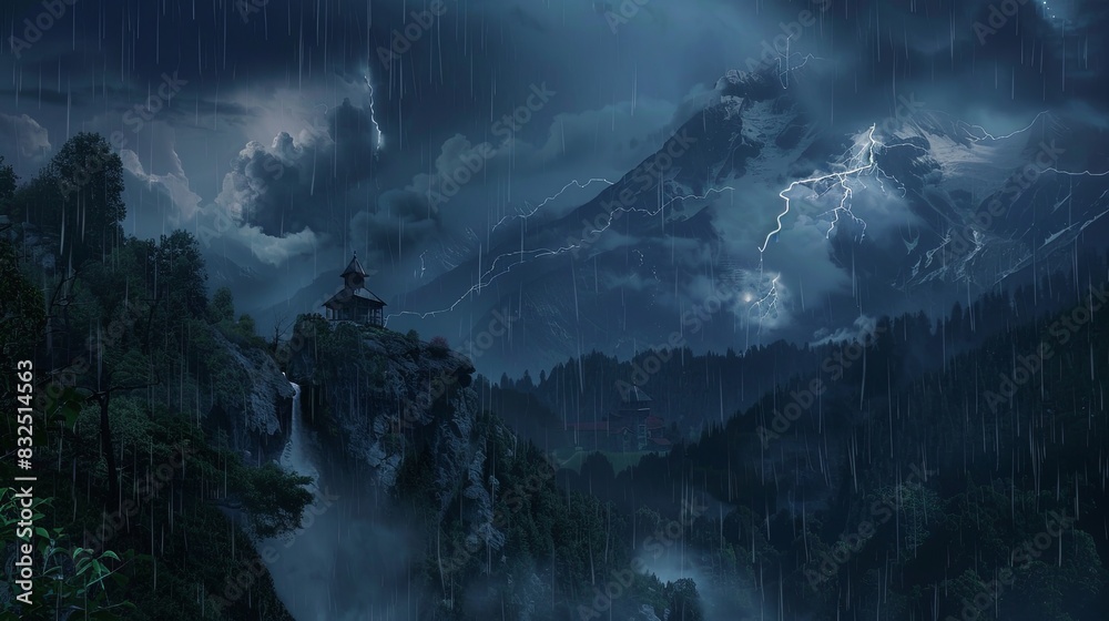 Naklejka premium Thunderstorm Over the Mountains