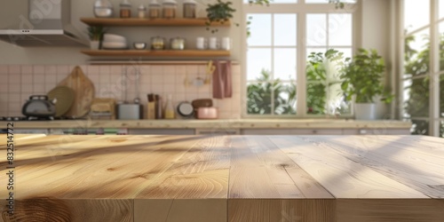 empty table to showcase your product on kitchen room background