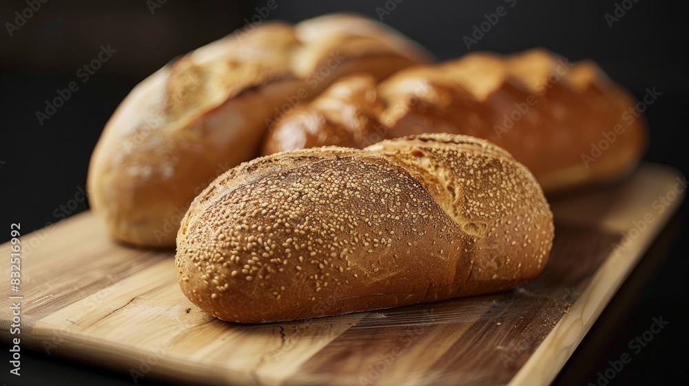 Arrange bread on wooden surface Arrange bread on wooden surface