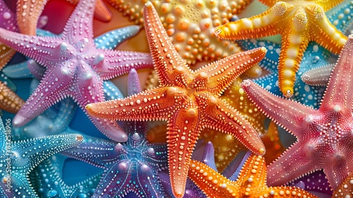 starfish with Beautiful  colorful Snowflake on a natural background.