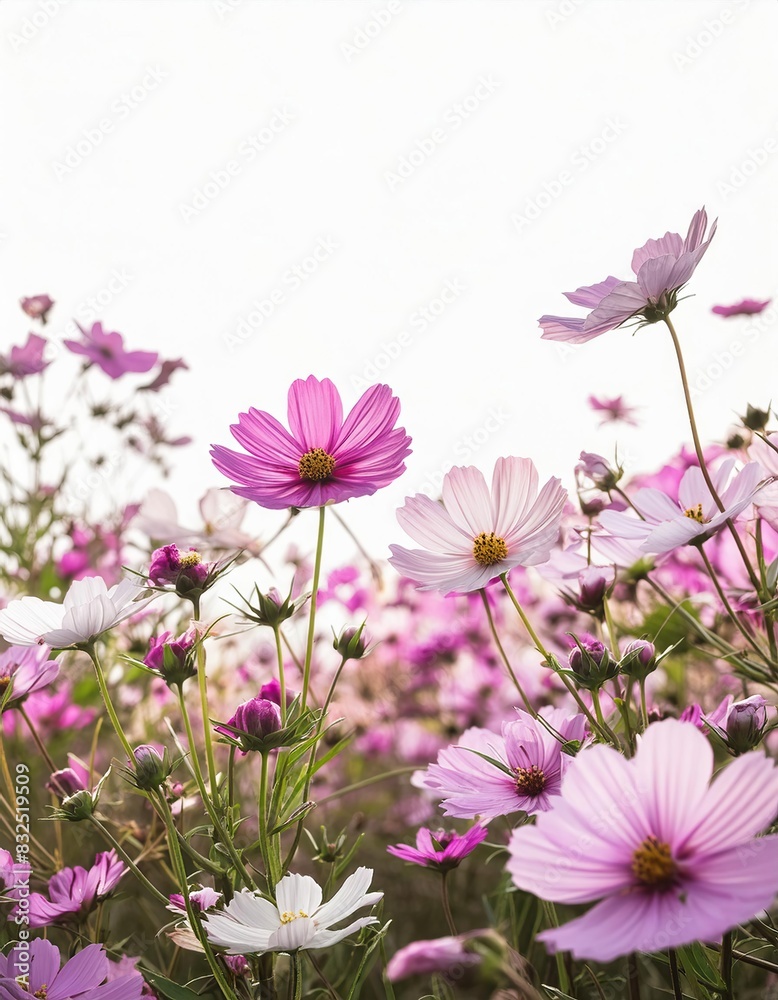 flower field border isolated on white background flower field border isolated on white background