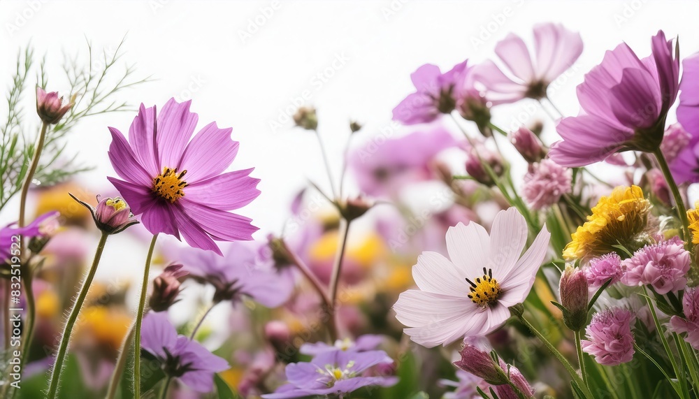 flower field border isolated on white background flower field border isolated on white background