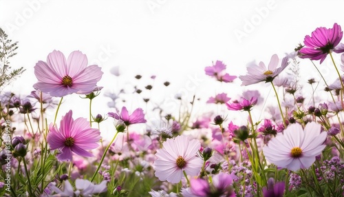 flower field border isolated on white background