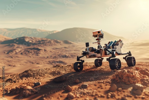 the rover exploring the martian landscape for research the mars photo