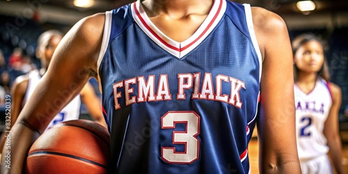 Close-up of a college basketball jersey with the number of a top female draft pick photo