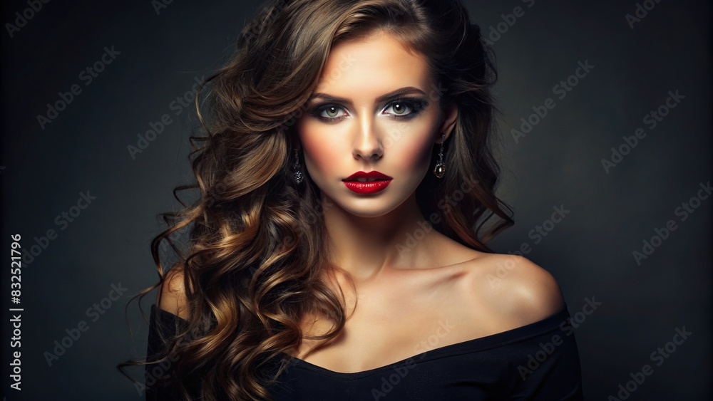 Elegant beauty portrait of a young beautiful woman in black attire