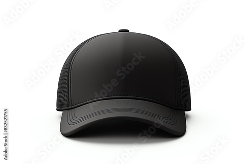 Simple black cap isolated on white background, suitable for fashion, accessories, or headwear design themes.