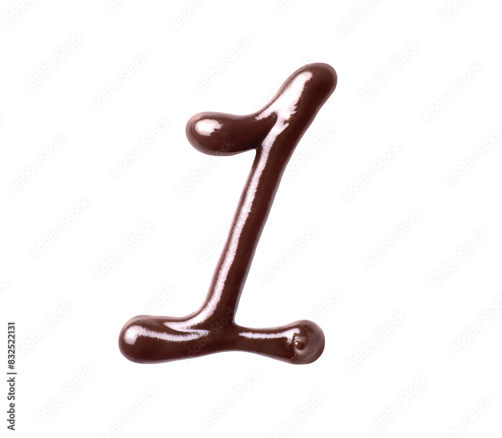 Number 1 made of melted chocolate, isolated on a white background Number 1 made of melted chocolate, isolated on a white background