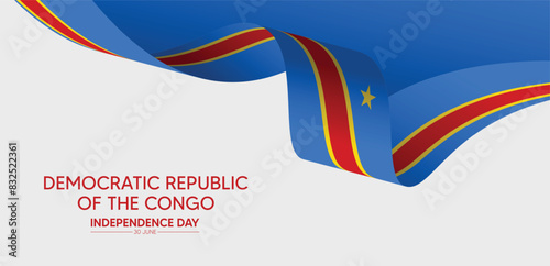 Democratic Republic of the Congo independence day 30 June flag ribbon vector poster