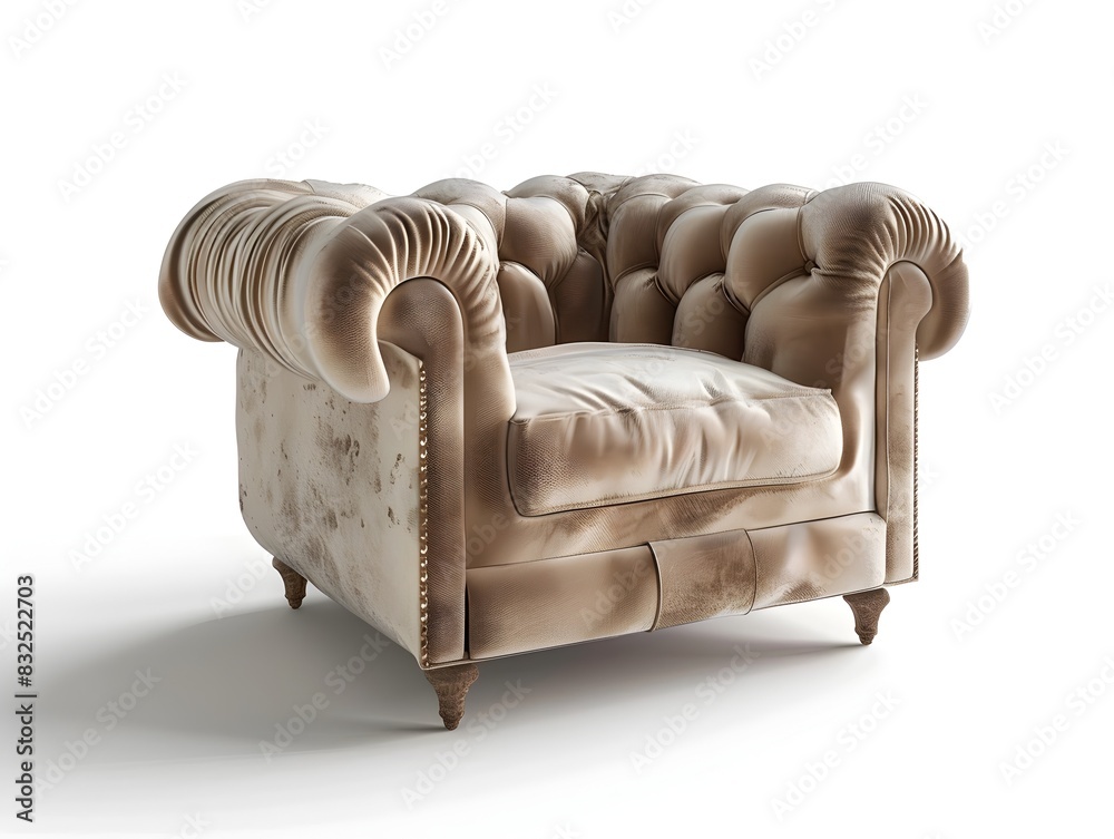 of a Cozy Plush Armchair on White Background
