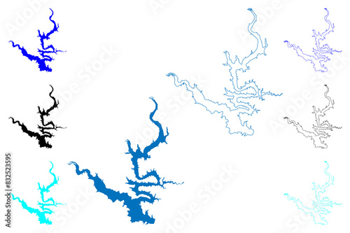 Lake Belton Reservoir (United States of America, North America, us, usa, Texas) map vector illustration, scribble sketch Belton Dam map
