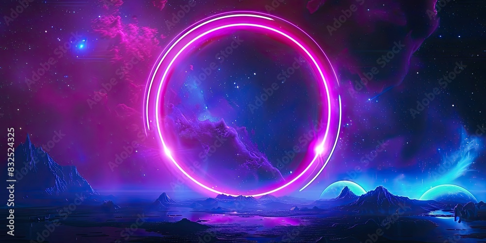 a image of a futuristic landscape with a glowing circle in the middle a image of a futuristic landscape with a glowing circle in the middle