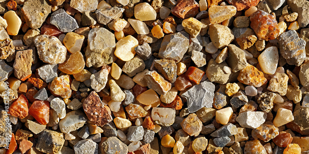 Grungy Gravel Granules: Close-up view of grungy and gritty gravel particles, colored in gritty browns, sandy yellows, and grimy grays Grungy Gravel Granules: Close-up view of grungy and gritty gravel particles, colored in gritty browns, sandy yellows, and grimy grays
