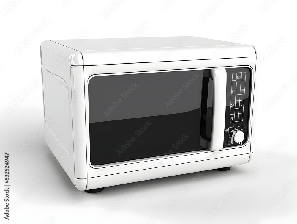 Fototapeta premium Compact D Rendered Microwave on White Background