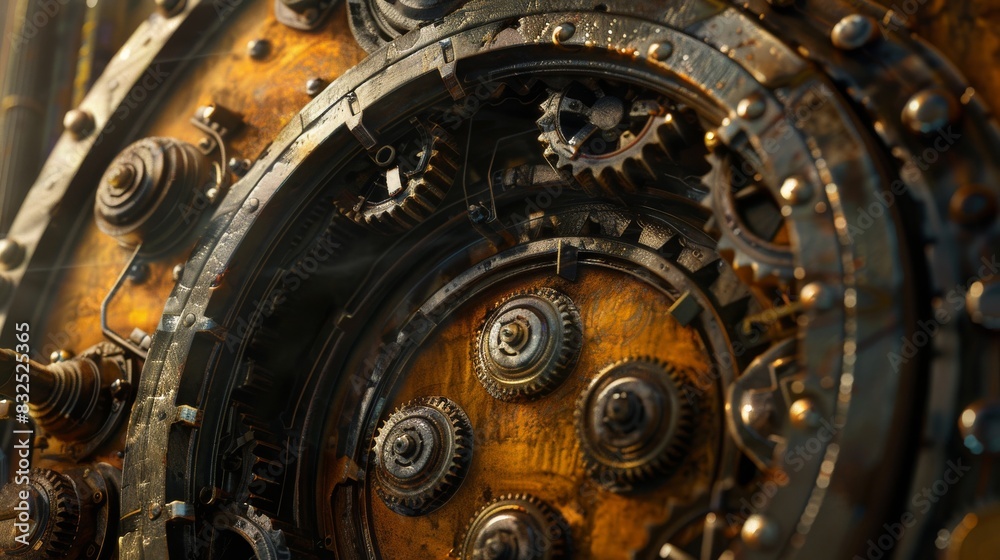 Rusty gears in a steampunk style for industrial or fantasy themed designs