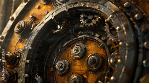 Rusty gears in a steampunk style for industrial or fantasy themed designs