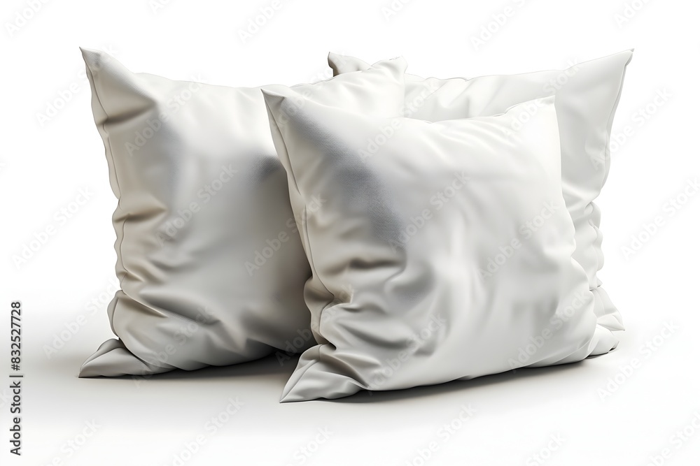 Elegant White Throw Pillows Isolated on Clean Background Elegant White Throw Pillows Isolated on Clean Background