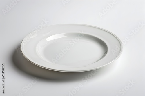 Pristine White Ceramic Plate on Plain Background