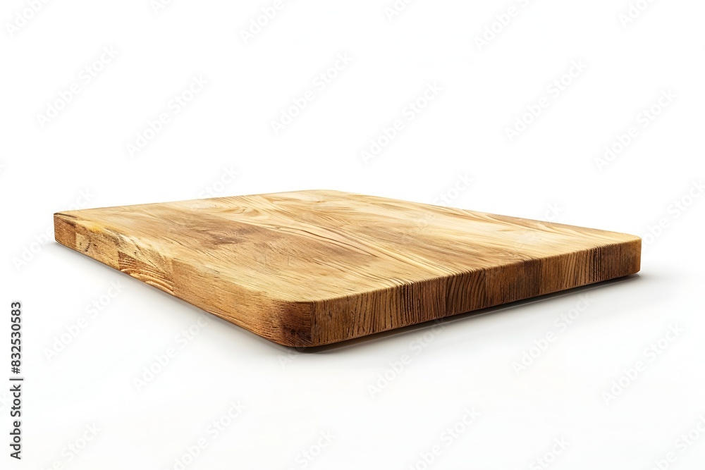 Wooden Chopping Board on Clean White Background