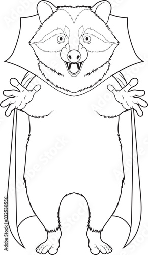 Racoon Halloween Vampire Animal Vector Graphic Art Illustration