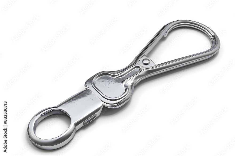 photo of a metallic can opener on white background photo of a metallic can opener on white background