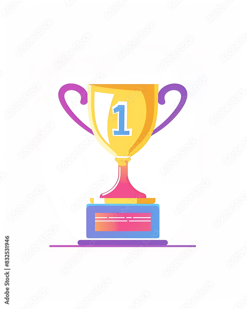 Winner #1 trophy number one winner's golden shine winner's circle brand new award sweepstakes winning purple handle blank name plate. Trophy illustration isolated on a white background. Winner #1 trophy number one winner's golden shine winner's circle brand new award sweepstakes winning purple handle blank name plate. Trophy illustration isolated on a white background.