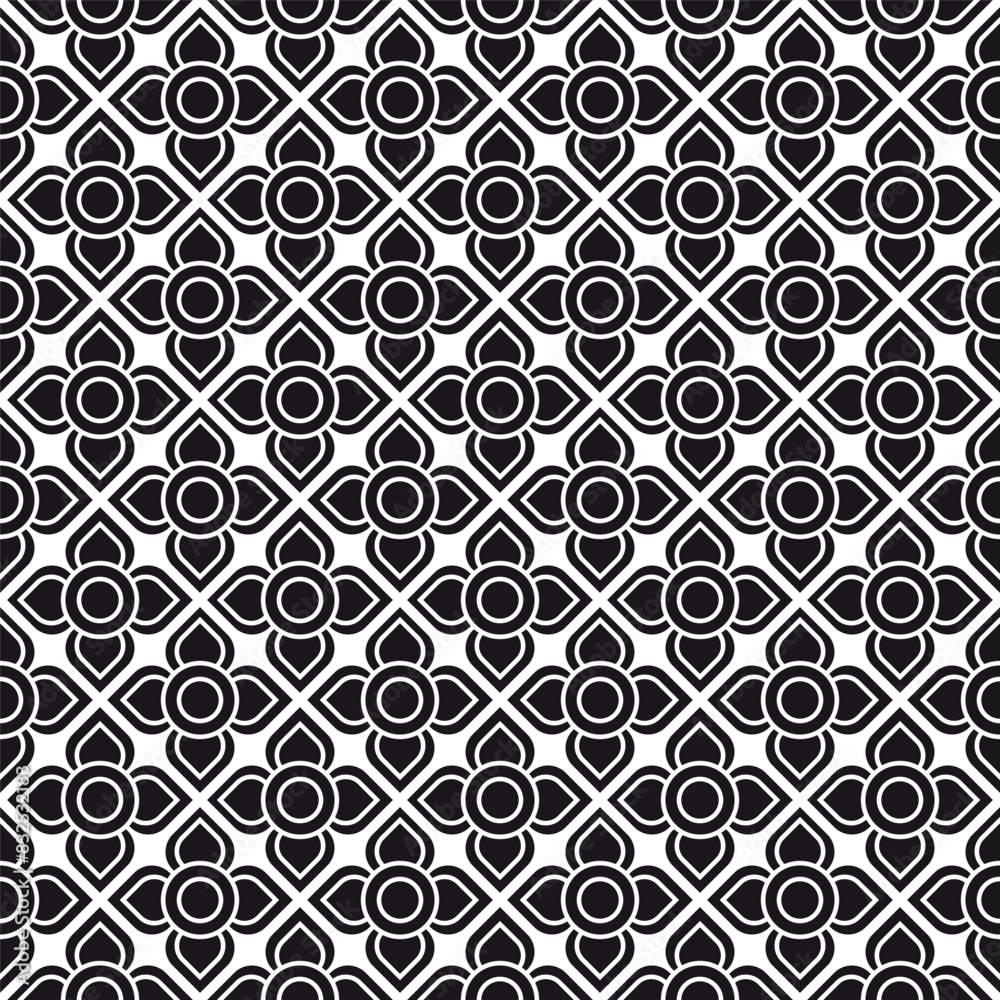 Seamless black Thai pattern background. The concept of traditional Thai cultural patterns. Flat style design. Vector illustration.