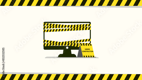 Under construction landing web page template. flat illustration vector eps 8 and above.