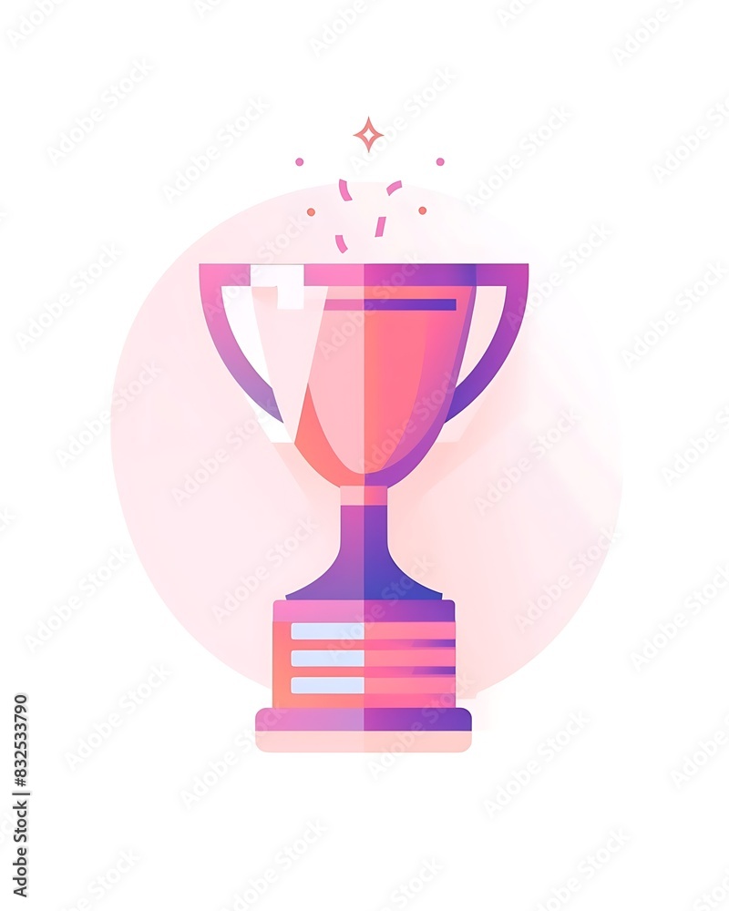 Purple confetti graduation celebration trophy. Trophy illustration isolated on a white background. Purple confetti graduation celebration trophy. Trophy illustration isolated on a white background.