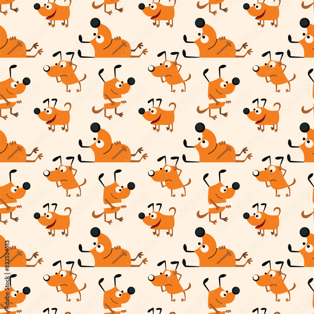 Obraz premium Dogs Meeting Seamless Vector Pattern Design