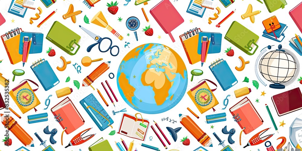Colorful School Supplies Pattern Colorful School Supplies Pattern