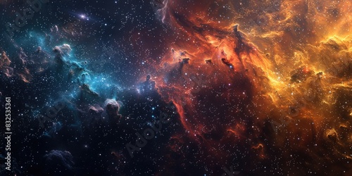 A captivating image of a space scene with stars and nebulas. Ideal for space enthusiasts and educational projects photo