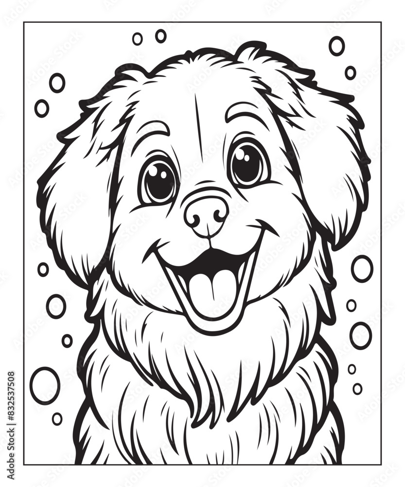 Cute cartoon puppy dog Black and white vector illustration for coloring page Ai generative Cute cartoon puppy dog Black and white vector illustration for coloring page Ai generative