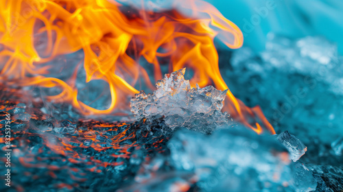 Close-Up of Ice and Fire Interaction