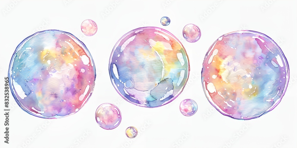 three bubbles with different colors on a white background three bubbles with different colors on a white background