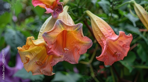 Unique and attractive carnival flowers with trumpet shaped petals and vibrant colors photo