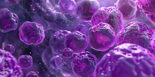 Violet Autoimmune Disorder Cells: High-resolution view of violet-hued animal immune cells involved in autoimmune disorders, illustrating immune responses photo