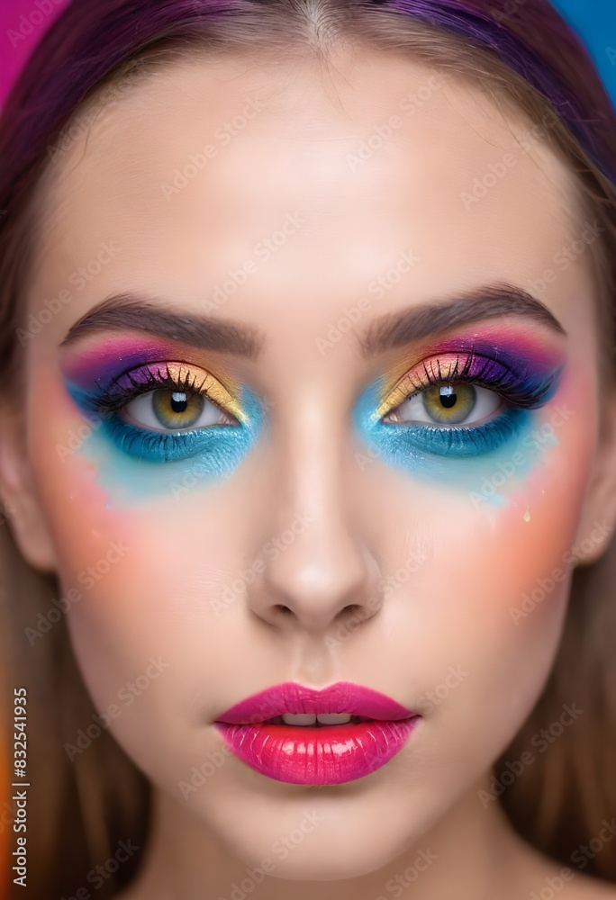 a woman with a painted face. a woman with a painted face.