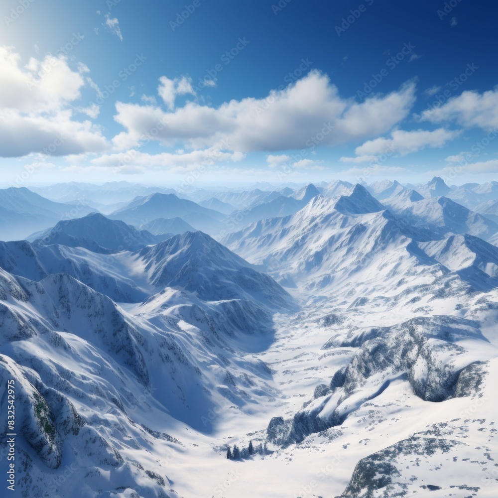 Obraz premium Pristine Snowy Peaks: Photorealistic 4K Landscape
