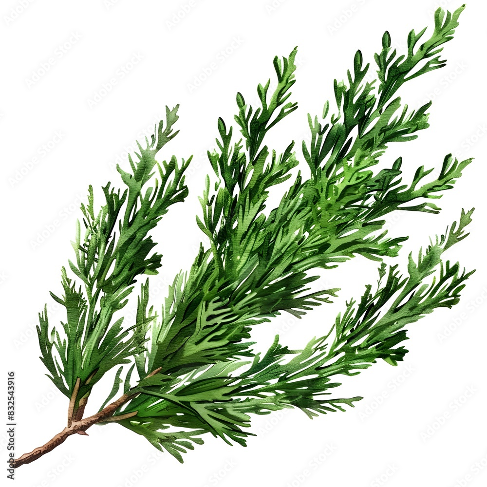of Vibrant Cypress Leaves on White Background
