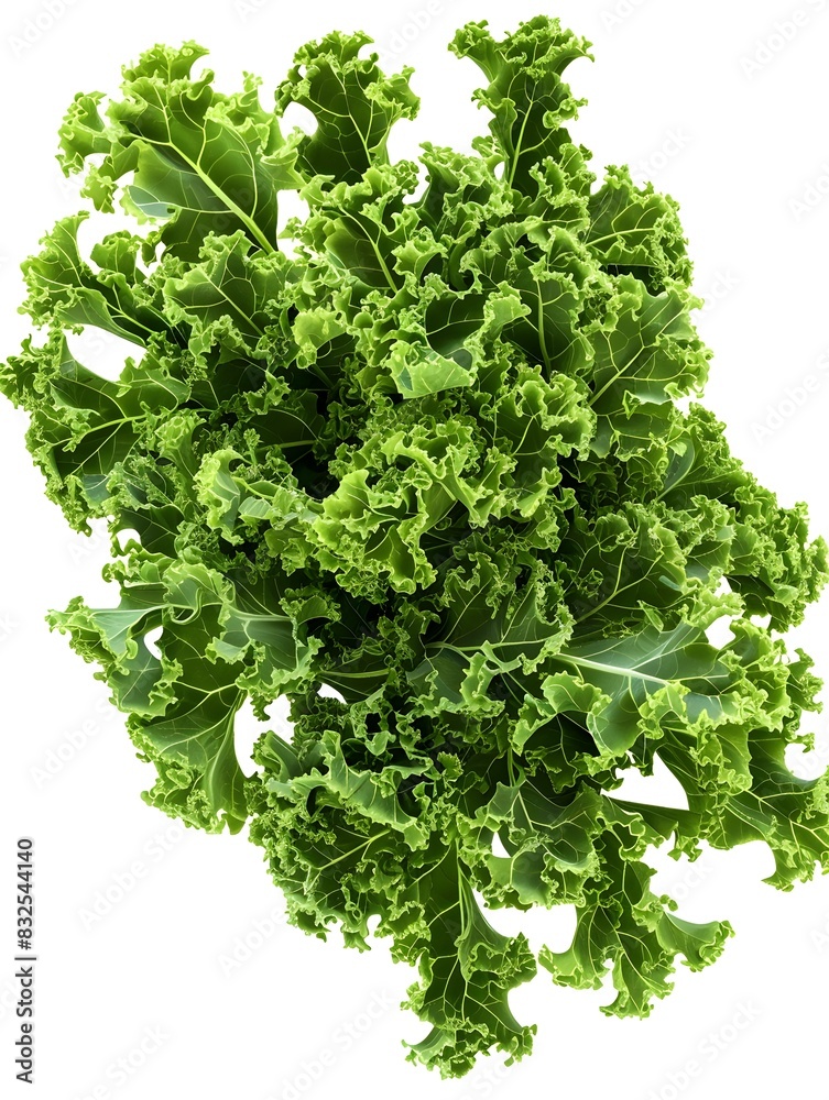 Obraz premium Curly Kale Leaves Vibrant on White Background
