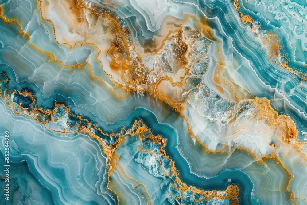 Fototapeta premium A close-up shot of a blue and yellow marble with intricate patterns